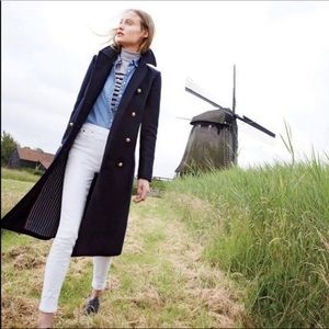 J Crew Double Breasted Wool Cashmere Topcoat Navy